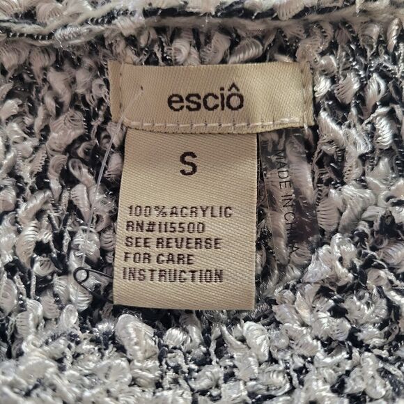 Anthropologie Escio Women's Black Ivory Long Lace Sleeve Wide Neck Sweater Sz S - Picture 14 of 16